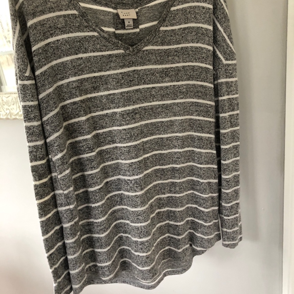 Gray and white striped shirt
